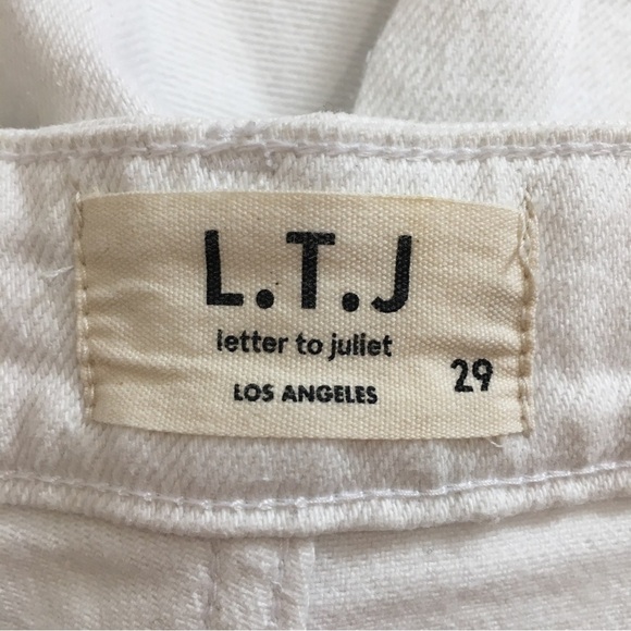 L.T.J. Letter To Juliet High Rise White Romeo Distressed Straight Raw Hem Jeans - Picture 7 of 16